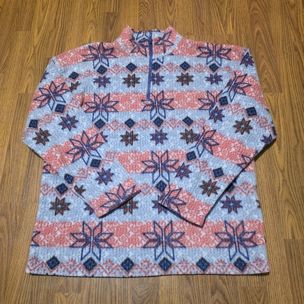 VTG 90s Higher State Fleece XL Made in Canada Nordic Snowflake Print Retro Ski